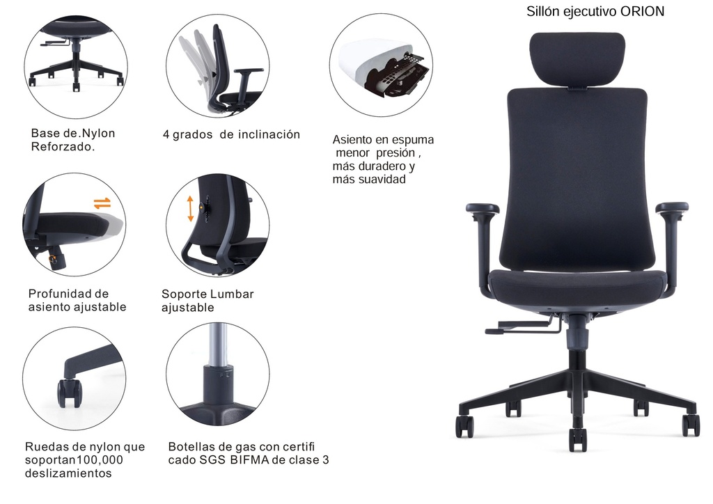 SILLON EJECUTIVO ORION (F13) -PU GRIS