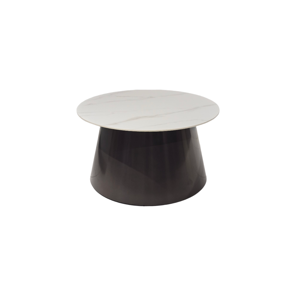 MESA DE CENTRO MOD 561 -  TOPE DE CERAMICA BLANCA - ESTRUCTURA METAL GRIS GRAFITO 