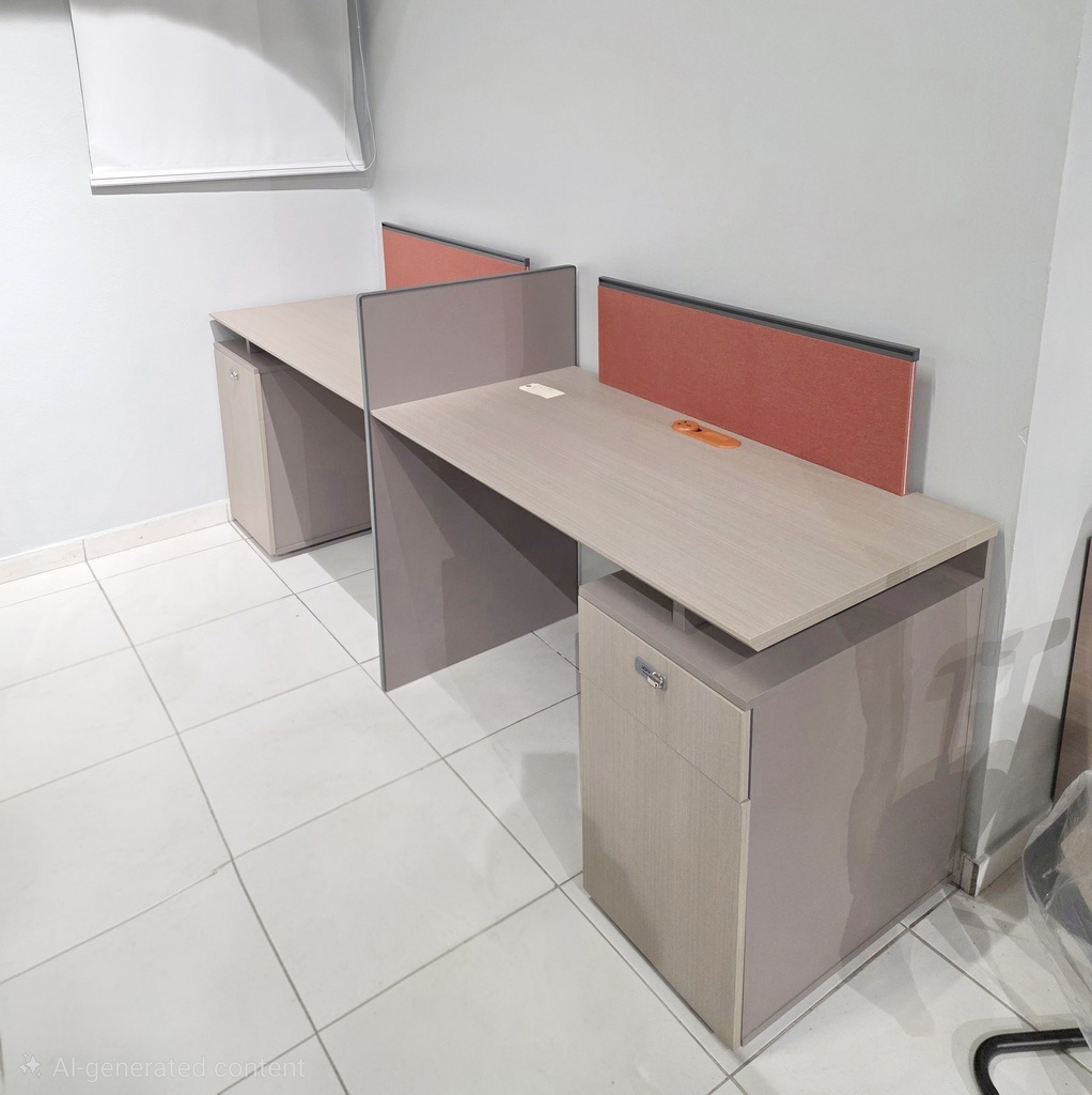 ESTACION DE TRABAJO MOD. DEMO STEEL  28" X 94" (SY-ZY8832-24S) - 2 PERSONAS - TOPE COLOR MADERA 