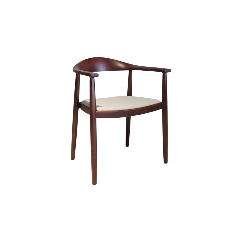 SILLA WD-1439(V), CUERPO EN MADERA COLOR NOGAL BEECH 18, TAPIZADA EN TELA GRIS CLARO SD659, MEYCY HOME