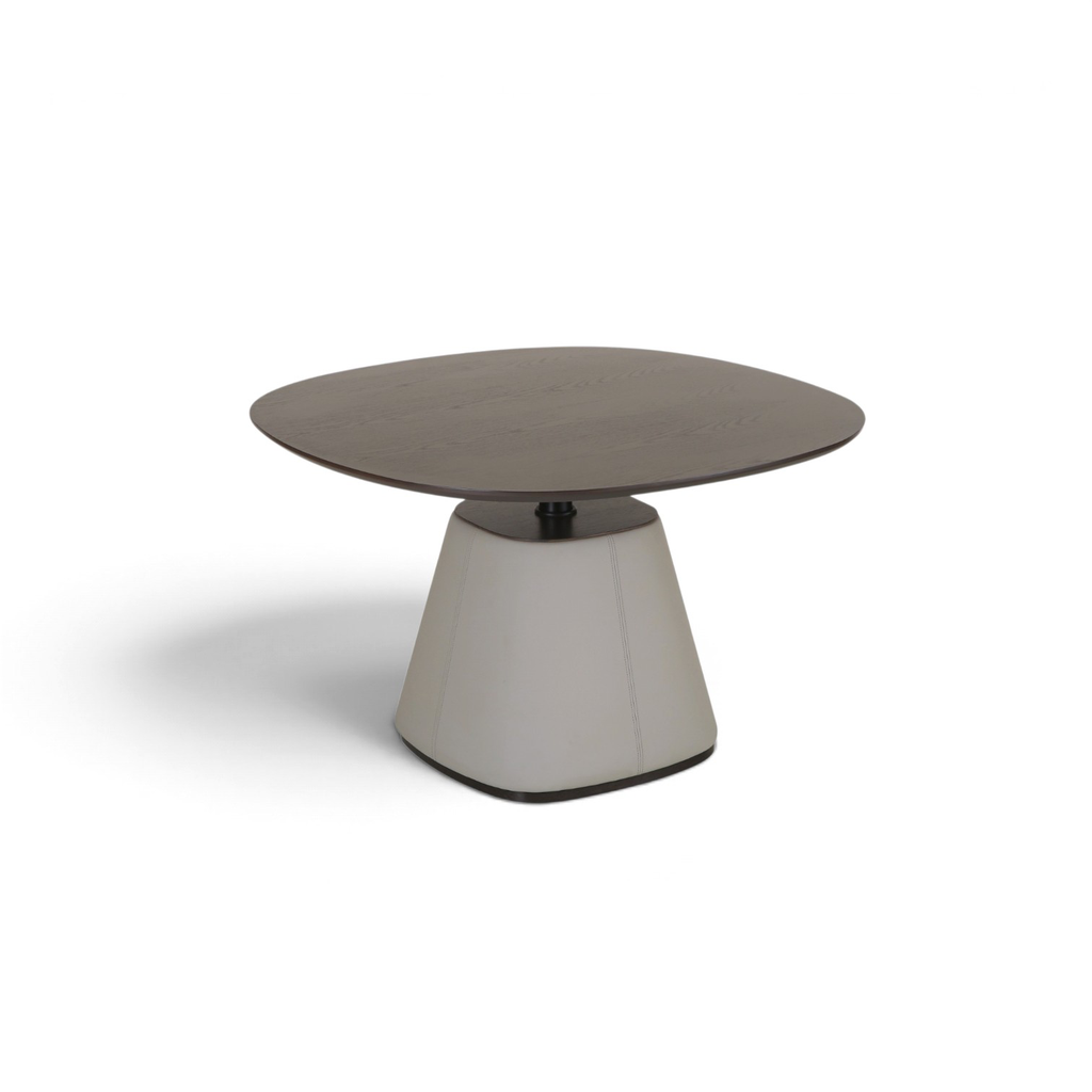 Mesa de comedor DT-0081C, 120 × 120 × 74.5 cm, en MDF con chapa de roble ahumado marrón oscuro. Meycy Home