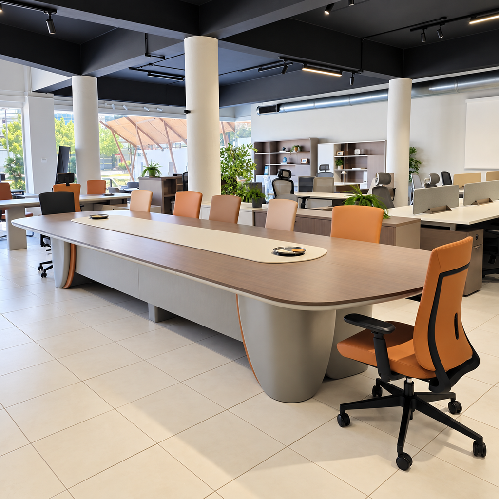  MESA DE CONFERENCIAS EJECUTIVA MOD. STRATA  - COLOR MOTAI + GRIS GRAFITO MEDIDAS: 60"X190" (SY-MT1605-48)