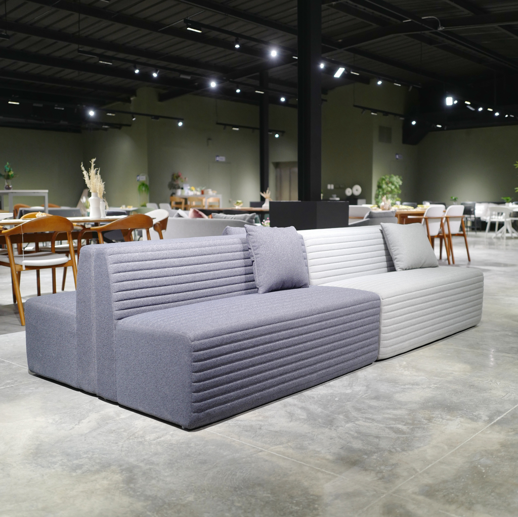 SOFA DE VISITA/RECEPCION MOD. HOSPES (S07-1) - SOFA DE 2 PERSONAS- TELA AZUL MARINO MIXTA GRIS GRAFITO (LE9140B-31) - 31"X55"X28" 