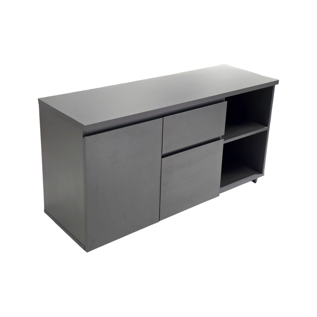 MUEBLE AUXILIAR MOD. ELEMENT UNO (SY-AG0412)- COLOR GRIS GRAFITO (METALLIC GREY) - 2 GAVETAS- MEDIDAS: 16"X48"X26"  