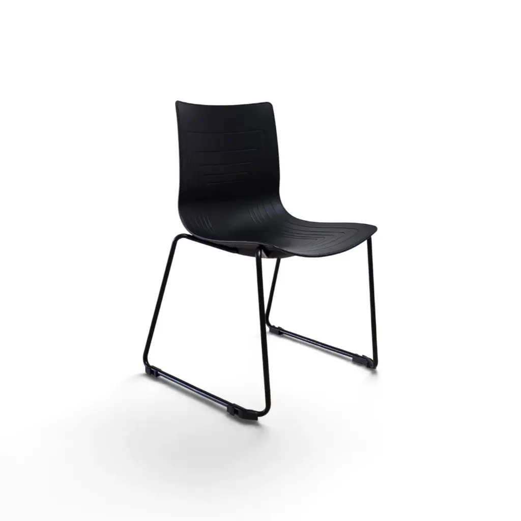 SILLA MULTIUSO LINK (D15) - PLASTICO NEGRO - SIN TAPIZADO -  BASE PATIN NEGRO MATTE 
