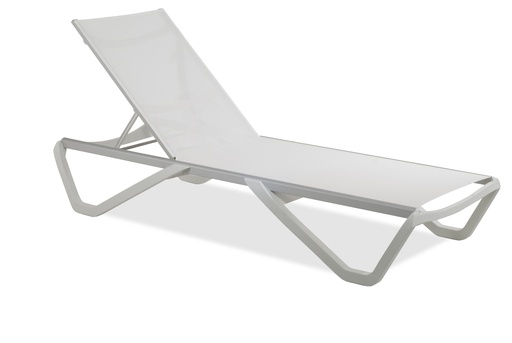 CHAISE LOUNGE MOD WAVE MESH TAUPE PATAS BLANCA