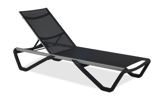CHAISE LOUNGE WAVE MESH BLANCA PATAS ANTRACITA