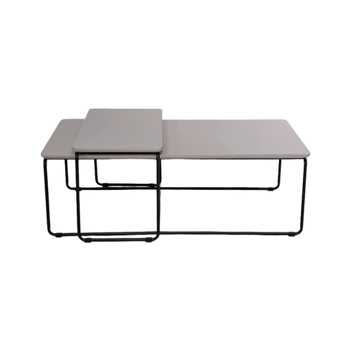 [JM521TGEMN] JUEGO DE MESAS MOD 521 -  TOPE DE MELAMINA GRIS - ESTRUCTURA METAL COLOR NEGRO