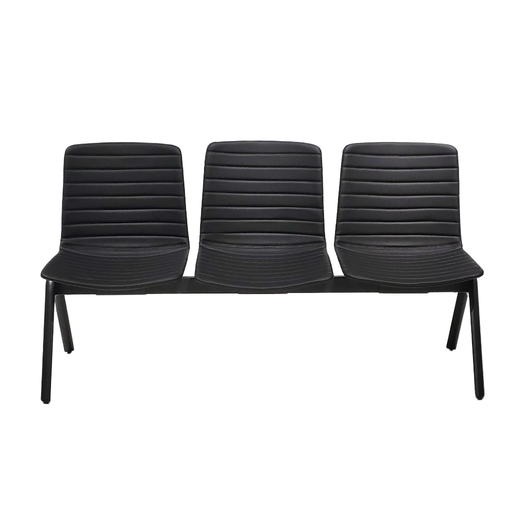[B2PMERPVCN]  BANCADA 2 PERSONAS ERGO TAPIZADA PVC NEGRO - ESTRUCTURA METAL NEGRO DU-580TB-2