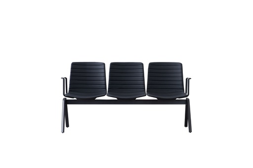  BANCADA 3 PERSONAS ERGO TAPIZADA PVC NEGRO - ESTRUCTURA METAL NEGRO DU-580TB-3