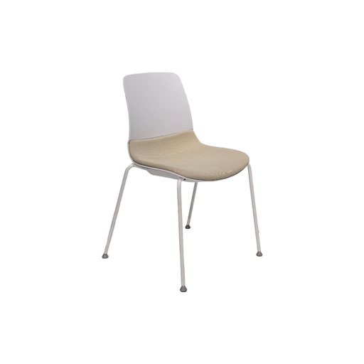 [SMM4PBBTBEI] MIKA PLASTICO BLANCO - TELA BEIGE -  BASE DE 4 PATAS BLANCAS