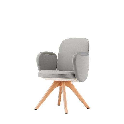 [BEKCBBMCTGC] BUTACA EJECUTIVA KINDL - CON BRAZOS-TELA GRIS CLARO- BASE MADERA