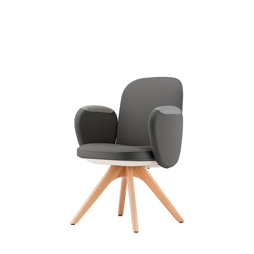 [BEKCBBMCTN] BUTACA EJECUTIVA KINDL - CON BRAZOS-TELA GRIS NEGRA- BASE MADERA