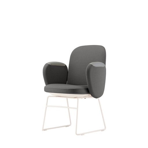 [BEKTGGBPB] BUTACA EJECUTIVA KINDL- TELA GRIS GRAFITO- BASE DE PATIN BLANCA