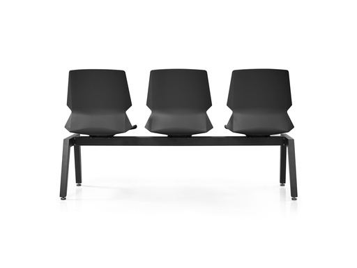 [B3PM588PN] BANCADA 3 PERSONAS MOD. 588 - PLASTICO NEGRO - ESTRUCTURA METAL NEGRO -MEDIDAS: 22"X61 "X33" (YZ588-8YZ599-8) 