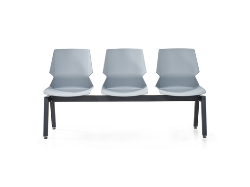 [B3PM588PB] BANCADA 3 PERSONAS MOD. 588 - PLASTICO BLANCO - ESTRUCTURA METAL NEGRO -MEDIDAS: 22"X61 "X33" (YZ588-8YZ599-8) 