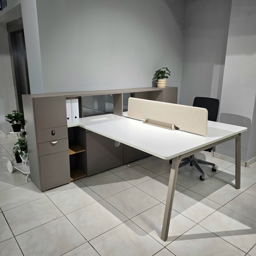 [ET2PST6994TBGP] ESTACION DE TRABAJO MOD. STEEL  69" X 94"X 43" (S29W-2/2E) - 2 PERSONAS - TOPE BLANCO 