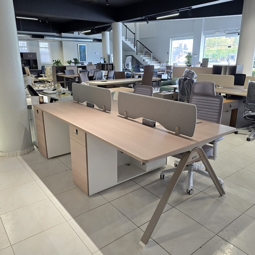 [ETE+4894EB] ESTACION DE TRABAJO ELEMENT PLUS +  - 4 PERSONAS - EUCALIPTO + BLANCO (SY-ZY8852-24)-48"X94" 