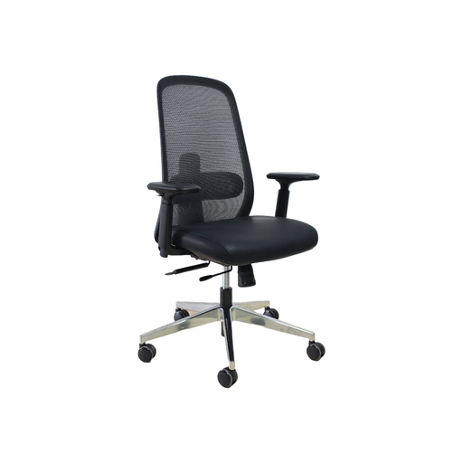 [SSEAXISPUNMNBA] SILLON SEMI EJECUTIVO AXIS (F28) -PU NEGRO -  MESH NEGRO - BASE ALUMINIO