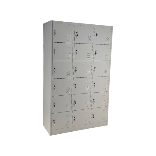 [LM18PRDPRAGA] PRAKTIK: LOCKER METALICO PARA ROPA DOBLADA 18 PUERTAS COLOR GRIS ALUMINIO 