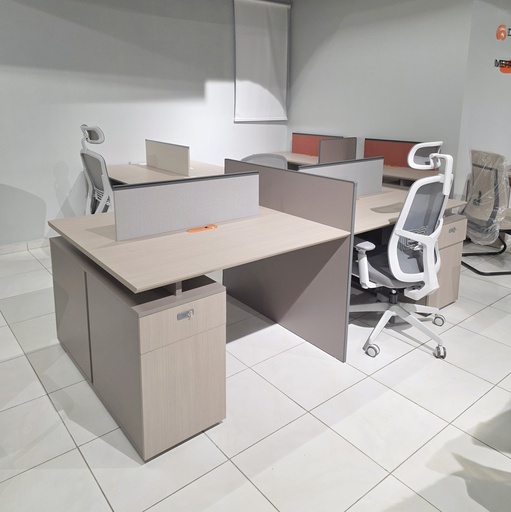 [ET4PDEMOST4894MGP] ESTACION DE TRABAJO MOD. DEMO STEEL  48" X 94" (SY-ZY8832C-24) - 4 PERSONAS - TOPE COLOR MADERA