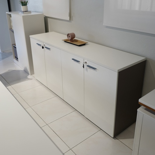 [CMELE1871B] CREDENZA ELEMENT- COLOR BLANCO + GRIS  - 18"X 71"X32"