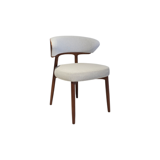 [SHWD1977(V1)] SILLA WD-1977, CUERPO EN MADERA COLOR NOGAL ASH08, TAPIZADA EN TELA GRIS CLARA S659, MEYCY HOME