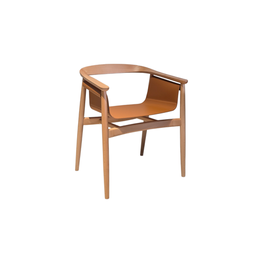 [SHDC1928(V)] SILLA DC-1928(V), CUERPO EN MADERA COLOR BEECH 01, ASIENTO EN PU MARRON, MEYCY HOME