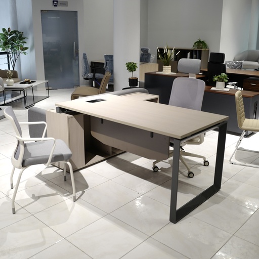 [MEE3171MCGGTN] MESA ESCRITORIO EJECUTIVO MOD. ELEMENT (SY-BT8815-18)  - 31" X71"  - TOPE MADERA CLARA - MUEBLE AUXILIAR: COMPLETO EN MADERA CLARA- PATA GRIS OSCURO - PASACABLES NEGRO