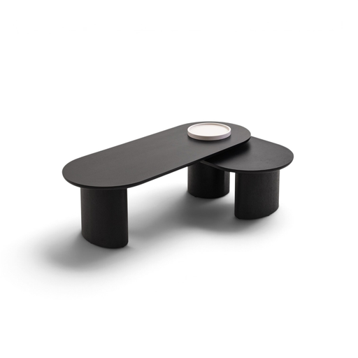 [MCOVA48CT0358AN] Mesa de centro CT-0358A, 120 × 47.7 × 37.5 cm, con chapa de roble negro y acabado beige.