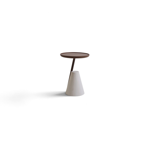 [MERED16CT0271TB] Mesa auxiliar CT-0271A, 40 × 40 × 54 cm, con chapa de nogal y microcemento blanco.