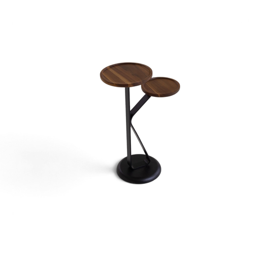 [ME15CT0385TN] Mesas auxiliares CT-0385A, 38.4 × 24 × 58.7 cm, en acacia maciza marrón con base metálica negra. Meycy Home