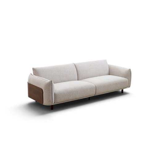 [SO3P91S0115G] Sofá de 3 plazas S-0115A, 230 × 93 × 80 cm, tapizado en tela con detalles en nogal. Meycy Home