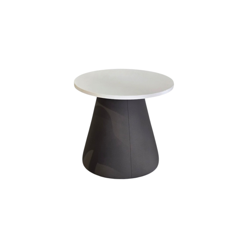 [MEST20D18BG] MESA DE ESQUINA STEEL - BLANCA - TELA GRIS  - 20 "DIAMETRO X18" (CJ602.S)