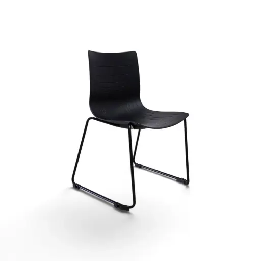 [SMLINKBPNST] SILLA MULTIUSO LINK (D15) - PLASTICO NEGRO - SIN TAPIZADO -  BASE PATIN NEGRO MATTE 